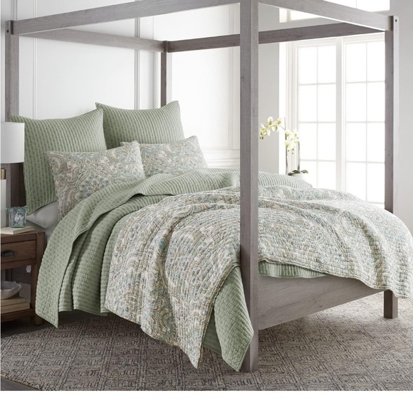 Levtex Assisi Mint Quilt Set Full/Queen 100% Cotton - Picture 4 of 7